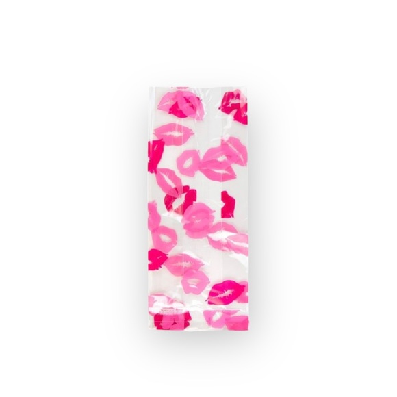 new 20 Smooches Pink Lips Print Kiss Cello Bags ᨎ Food Grade Cellophane 3“x 7.5“ - Picture 3 of 16